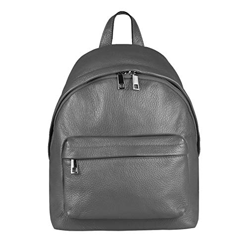 OBC Made IN Italy Damen Echt Leder Rucksack Cityrucksack Schultertasche Backpack Tasche Daypack Handtasche Umhängetasche Ledertasche Lederrucksack (Grau 26x30x11) von OBC Only-Beautiful-Couture