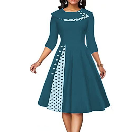 1950er Vintage Retro Cocktailkleid Rockabilly 50er Hepburn Stil Swing Cocktailkleid Abendkleid Malachitblau M von OBEEII