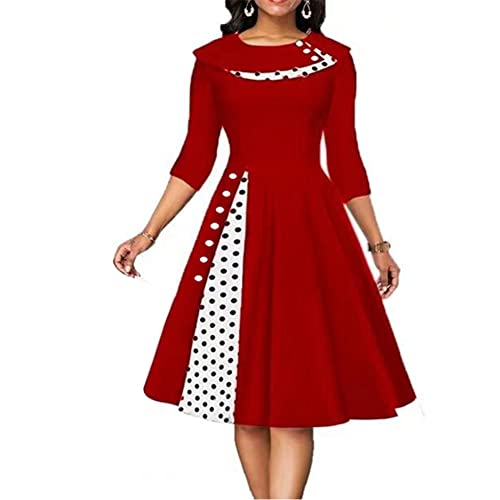 1950er Vintage Retro Cocktailkleid Rockabilly 50er Hepburn Stil Swing Cocktailkleid Abendkleid Rot XL von OBEEII