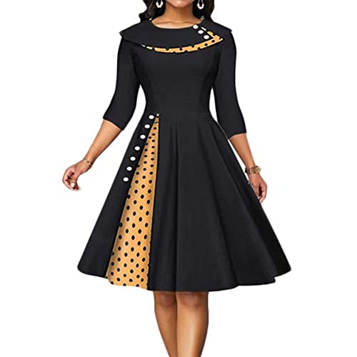 1950er Vintage Retro Cocktailkleid Rockabilly 50er Hepburn Stil Swing Cocktailkleid Abendkleid Schwarz M von OBEEII