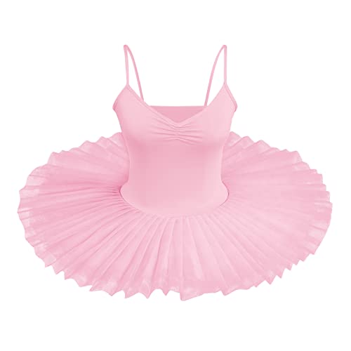 Balletttanzkleid für Damen Frauen Eiskunstlauf Trikot Kostüm Ballerina Mädchen Trikot Tutu Klassischer Tanz Prinzessin Kostüm Ballerina Gymnastik Tutu Maillot Body Rosa A XL von OBEEII