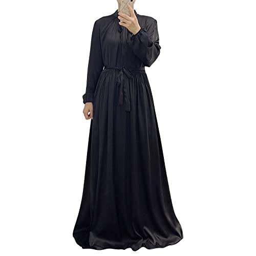 Muslimisches Einfarbig Einteiliges Gebetskleid Full Cover Islamic Abaya Kaftan Konservative Kleidung Gebetskleid den Ramadan für Ethnische, Abend, Party Robe Kleid Muslimisches Frau Schwarz XXL von OBEEII