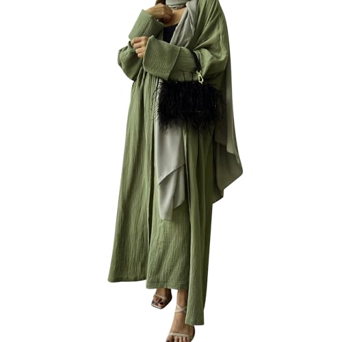 OBEEII Abaya Set für Muslim Damen Langarm Cardigan Und Hose 2 Teiler Corban Ramadan Outfit Frauen Naher Osten Arabisch Türkiye Islamische Kleidung Set Military Grün M OBEEII Abaya Set für Muslim Damen Langarm Cardigan Und Hose 2 Teiler Corban Ramadan Outfit Frauen Naher Osten Arabisch Türkiye Islamische Kleidung Set Military Grün M von OBEEII