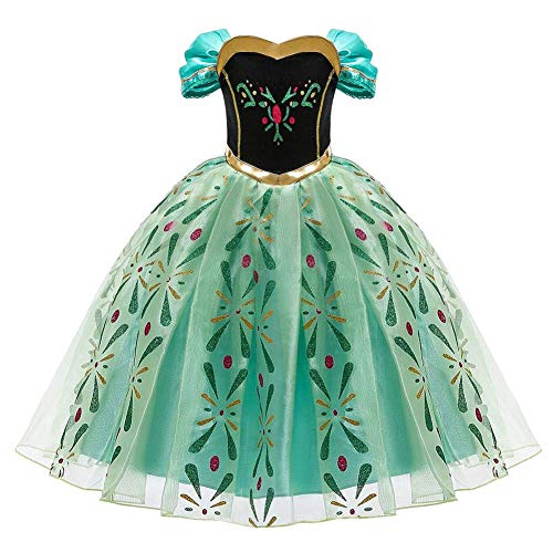 OBEEII Anna Kleid Eiskönigin Prinzessin Kostüm Kinder Glanz Kleid Mädchen Weihnachten Verkleidung Karneval Party Halloween Fest 2-3 Jahre von OBEEII