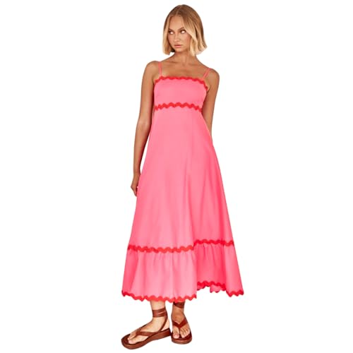 OBEEII Damen-Sommerkleid 2024, Boho, Spaghettiträger, ärmellos, Ricrac-Besatz, fließend, A-Linie, Sommerkleid, lässig, Strand, Urlaub, Party, Midikleid, rose, Medium OBEEII Damen-Sommerkleid 2024, Boho, Spaghettiträger, ärmellos, Ricrac-Besatz, fließend, A-Linie, Sommerkleid, lässig, Strand, Urlaub, Party, Midikleid, rose, Medium von OBEEII