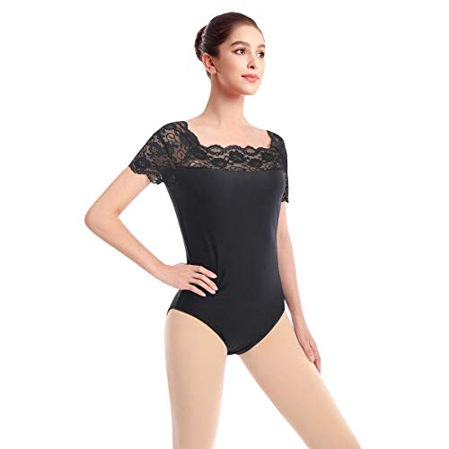 OBEEII Damenbody mit Kurze Ärmel und Rundhals Damen Tshirt Overall Bodysuit Größe Unterzieh-Body optimale Passform Sportlicher Tanz-Body für Frauen von OBEEII