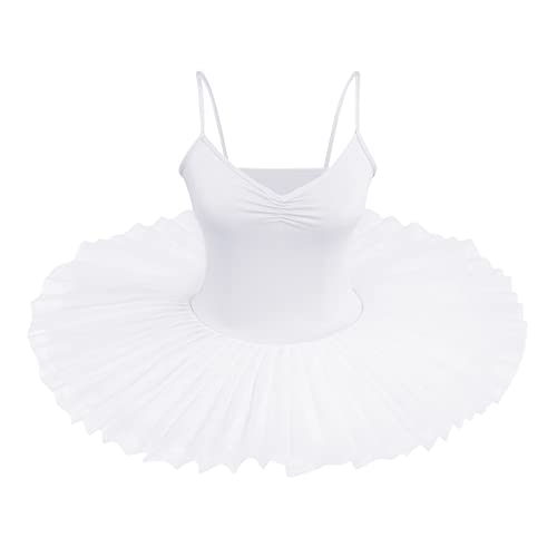 OBEEII Elegant Damen Ballettkleid Ballett Tutu mit Samt Balletttrikot Ballettanzug Tanzkleid Wettbewerb Ballerinas Kostüm Ballettkleidung Frauen Ballett-Tanz-Trikot für Damen Weiß A M von OBEEII