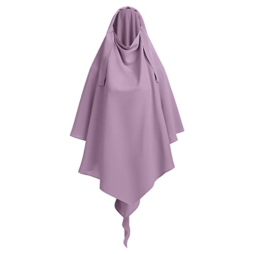 OBEEII Khimar-Hijab für Damen, Hijab Zum Überziehen mit hohem Jilbab für muslimische Dubai Naher Osten Damen Muslim Premium Chiffon Kopftuch Schal Hellviolett Einheitsgröße von OBEEII