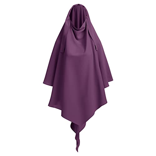 OBEEII Khimar-Hijab für Damen, Hijab Zum Überziehen mit hohem Jilbab für muslimische Dubai Naher Osten Damen Muslim Premium Chiffon Kopftuch Schal Lila Einheitsgröße von OBEEII