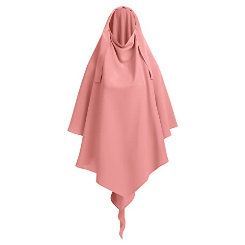 OBEEII Khimar-Hijab für Damen, Hijab Zum Überziehen mit hohem Jilbab für muslimische Dubai Naher Osten Damen Muslim Premium Chiffon Kopftuch Schal Rosa Einheitsgröße von OBEEII