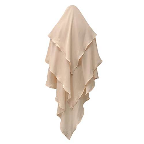 OBEEII Khimar-Hijab für Damen, Hijab Zum Überziehen mit hohem Jilbab für muslimische Dubai Naher Osten Damen Muslim Premium Kopftuch Schal Beige Einheitsgröße von OBEEII