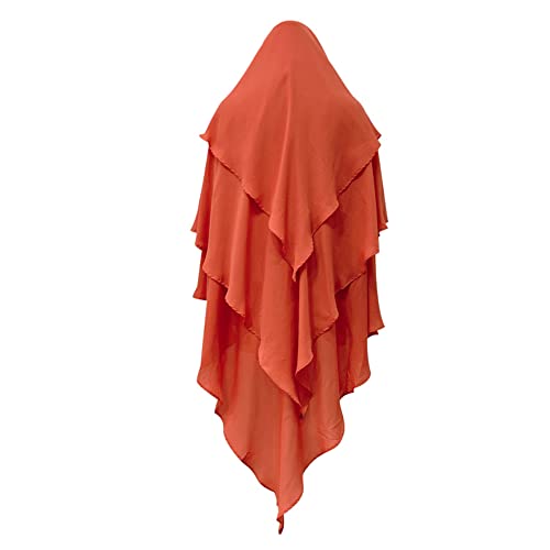 OBEEII Khimar-Hijab für Damen, Hijab Zum Überziehen mit hohem Jilbab für muslimische Dubai Naher Osten Damen Muslim Premium Kopftuch Schal Orange Einheitsgröße von OBEEII