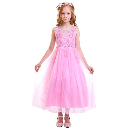 OBEEII Kleid Kinder Mädchen Festliches Kleid Sommer Party Kleid Hochzeit Brautjungfern Festzug 13-14 Jahre von OBEEII