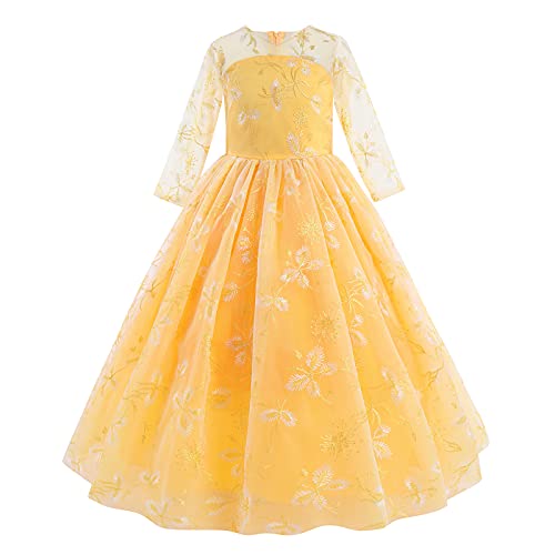Mädchen Blumen 3/4 Ärmel Spitze Tüll Pailletten Tüll Hochzeit Ballkleider Kinder Festzug Prom Kommunion Cocktail Abendkleid Partykleid von OBEEII