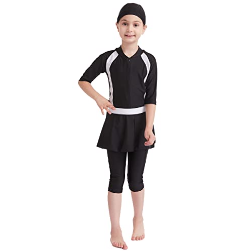 OBEEII Mädchen Kinder Muslimische Bademode Islamische Schwimmanzug Badeanzug Burkini Muslim Swimwear UV-Schutz Bademode Schwarz01 C 7-8 Jahre von OBEEII