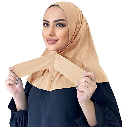 OBEEII Modal Hijab für Frauen Muslim Stretch Full Cover Islamisch Dubai Naher Osten Damen Muslim Premium Khimar Kopftuch Coffee Einheitsgröße von OBEEII