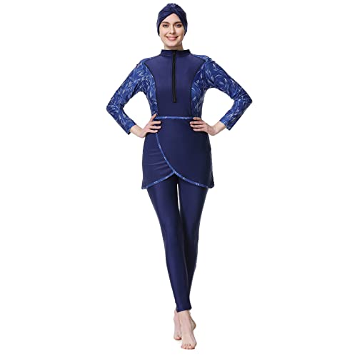 OBEEII -Muslimische Badeanzug Damen Neu 3 Stück Langarm Modest Bademode Islamisch Arabisch Schwimmkostüm Hijab Burkini Full Cover Muslim Swimsuits AZ02 M von OBEEII