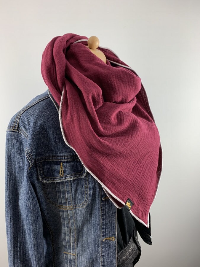 xxl Schal Aus Baumwollmusselin in Weinrot von OBERMUTTI