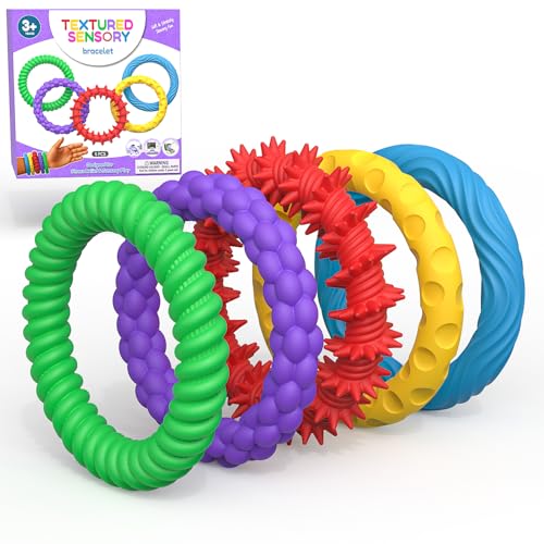 OBEST 5 Stück Fidget Sensorik Spielzeug, Kinder Silikon Dekompression Armbänder, Fidget Sensorischen Toy zur Stressabbau und Angstlinderung, Anti Stress Wristband für Erwachsene Autismus und ADHS von OBEST