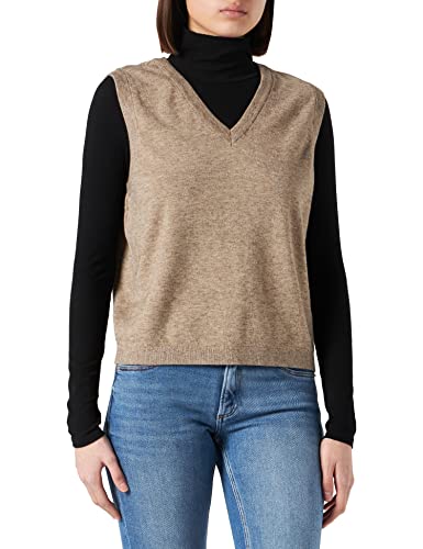 Object Collectors Item Damen OBJTHESS S/L Knit Waistcoat NOOS Pullunder, Fossil/Detail:Melange, XS von OBJECT COLLECTORS ITEM