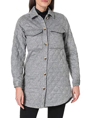 Object Damen Objvera Owen Long Quilt Jacket Noos Lange Jacke, Medium Grey Melange, 38 von Object