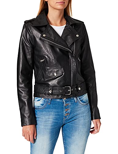 Object Damen Lederjacke Jacke OBJNANDITA LEATHER JACKET NOOS 23028808, Einfarbig, Gr. 34, Schwarz (Black) von Object