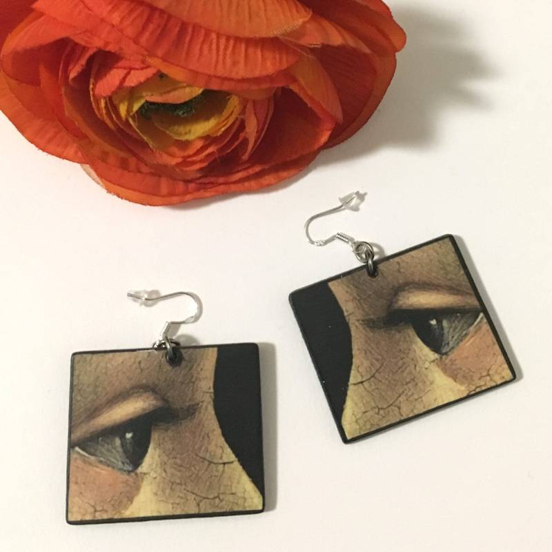 Art Details Earrings, Renaissance Italian Art, Wood Earrings von OBLJEWELLERY
