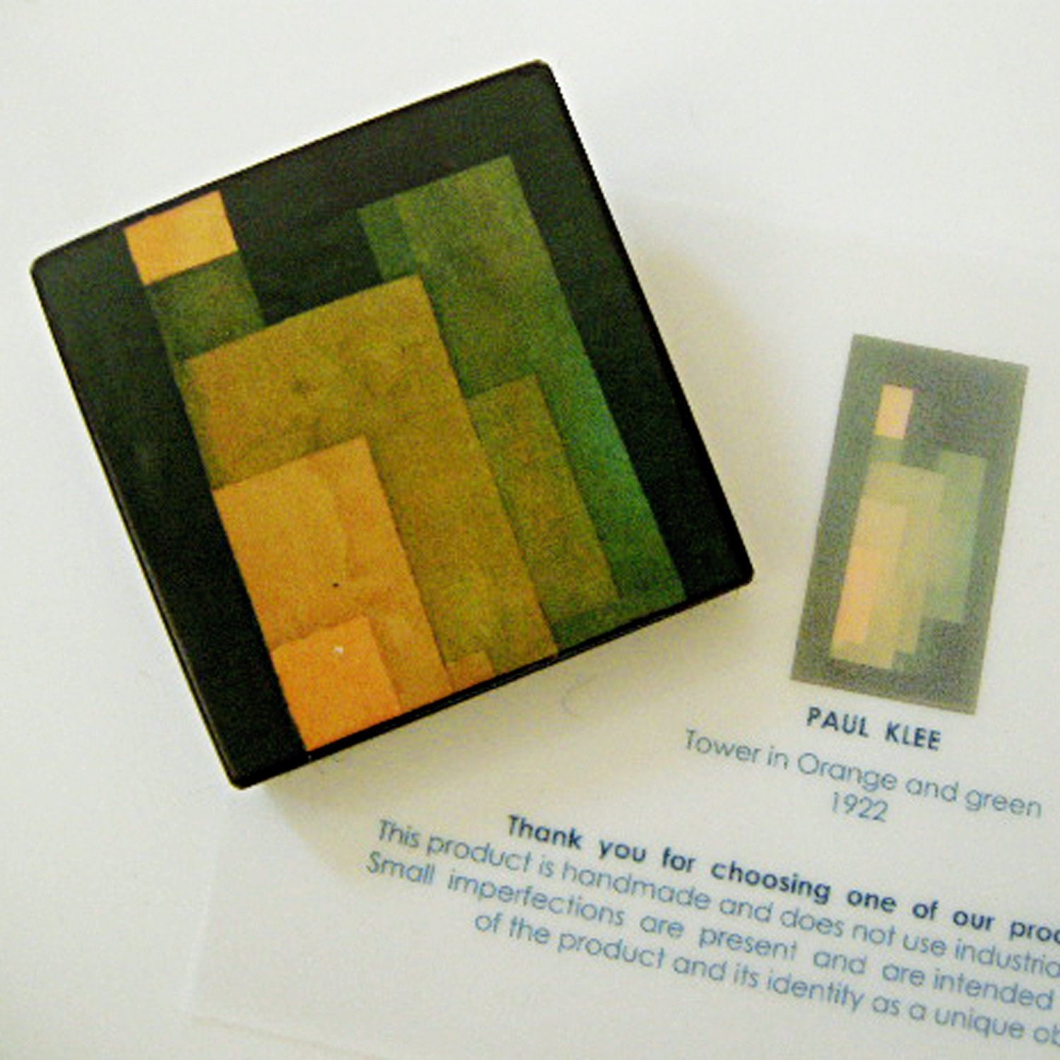 Paul Klee, Chartreuse & Orange Wooden, Geometric Brooch. Alternative Man Gift Paul Klee, Chartreuse & Orange Wooden, Geometric Brooch. Alternative Man Gift von OBLJEWELLERY