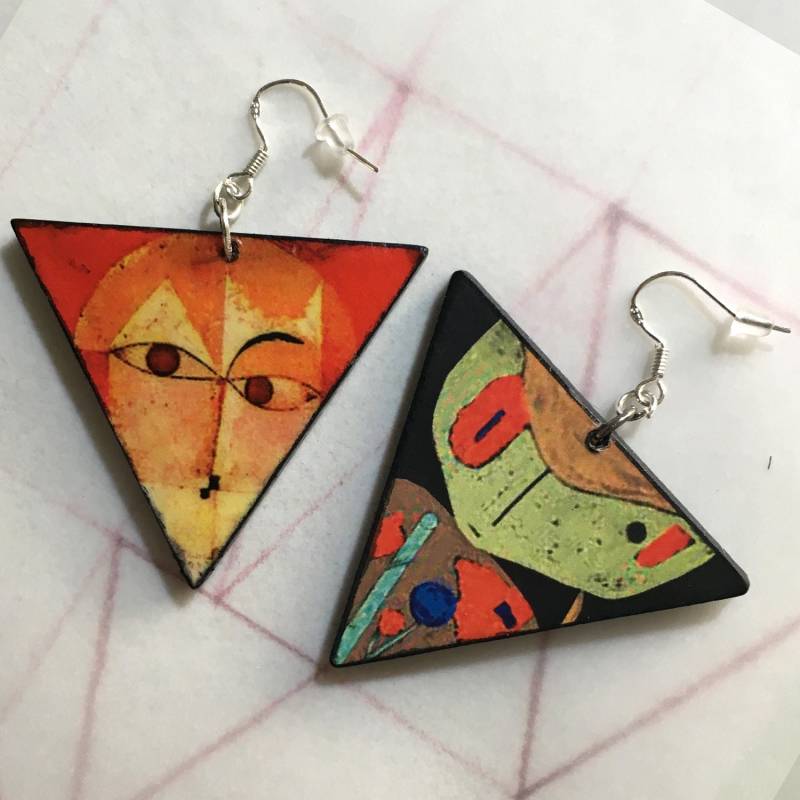 Paul Klee, Geometric Art Earrings, Artsy Gift For Her Paul Klee, Geometric Art Earrings, Artsy Gift For Her von OBLJEWELLERY