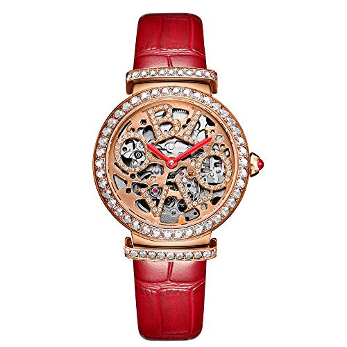 OBLVLO BW Automatikuhren Skeleton Dial Top Brand Female Armbanduhr Leder (BW-PWR) von OBLVLO