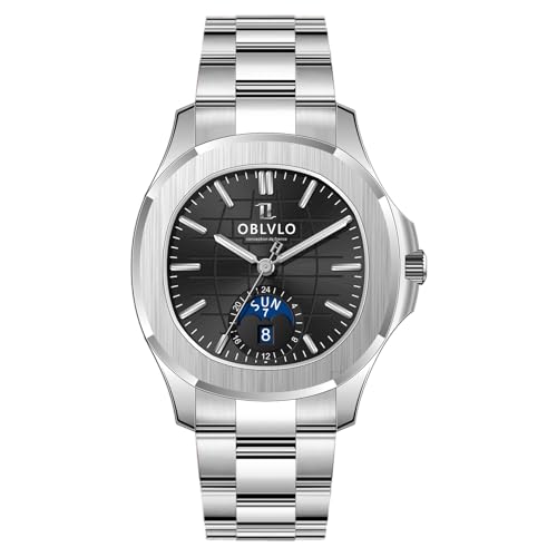 OBLVLO - Bracetlet Herren Automatikuhr Rotgold Stahl Bracetlet Mechanisch Wasserdicht FM-SL-DD FM-SL-DD-YBYS Mechanische Automatikuhr, Fm-sl-dd-ybys, Mechanische, automatische, automatische Uhr von OBLVLO