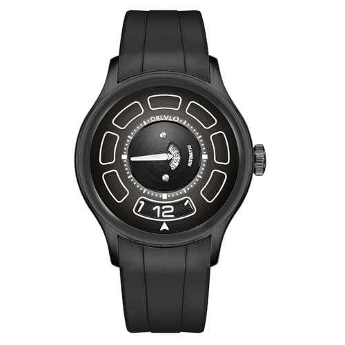 OBLVLO Herren Automatikuhr Designer UFO Zifferblatt Mechanische Armbanduhr 316L Edelstahl Wasserdicht Gummi Sport Uhr BLM-UFO, BLM-UR-BBBR, Modern von OBLVLO