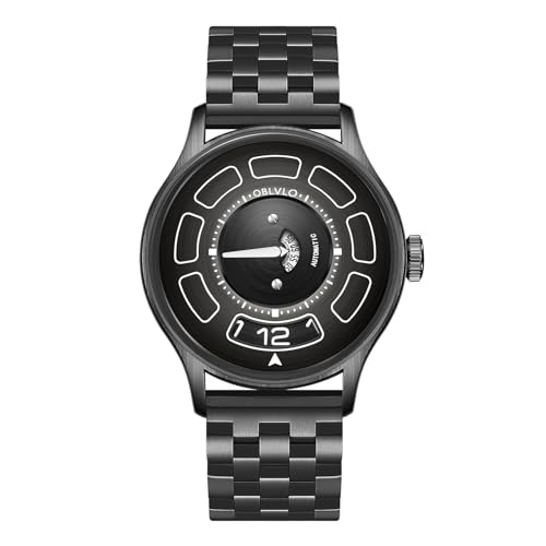 OBLVLO Herren Automatikuhr Designer UFO Zifferblatt Mechanische Armbanduhr 316L Edelstahl Wasserdicht Gummi Sport Uhr BLM-UFO, BLM-UR-BBBS, Modern von OBLVLO