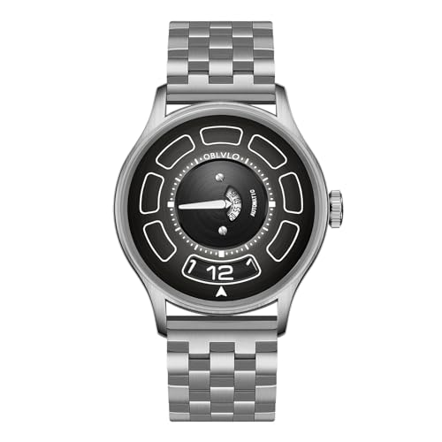 OBLVLO Herren Automatikuhr Designer UFO Zifferblatt Mechanische Armbanduhr 316L Edelstahl Wasserdicht Gummi Sport Uhr BLM-UFO, BLM-UR-YBYS, Modern von OBLVLO