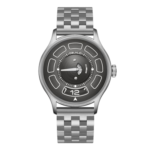 OBLVLO Herren Automatikuhr Designer UFO Zifferblatt Mechanische Armbanduhr 316L Edelstahl Wasserdicht Gummi Sport Uhr BLM-UFO, BLM-UR-YGYS, Modern von OBLVLO