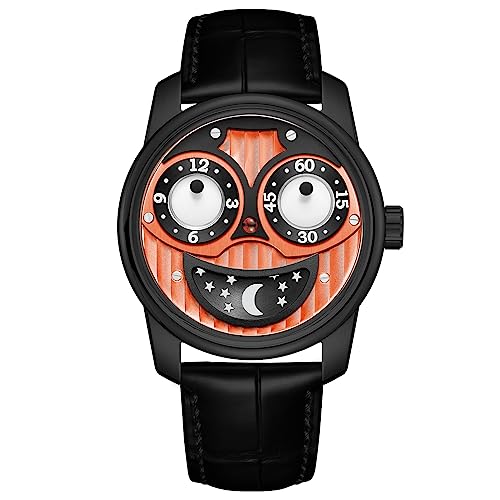 OBLVLO Herren Jorker Kreatives Design Big Joker Zifferblatt Mechanische Armbanduhren Leder wasserdichte Designer Sport Uhr JK (JM-BOB) von OBLVLO