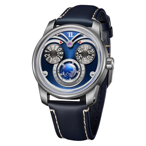 OBLVLO JM-Eagle Creative Sharp Eagle Eyes Super Blue Nightlight Mechanische Uhr Analog Leder Transparent Automatik Uhrwerk Business Armbanduhr für Herren, Jm-eagle-ylll, Militär von OBLVLO