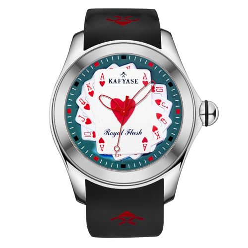 OBLVLO Kafyase Fashion Earth Zifferblatt Gummiband mechanische Uhr für Herren 3D Tiger schwarzes PVD-Gehäuse wasserdicht automatische Sportuhren, Kf-ar-06, Modern von OBLVLO