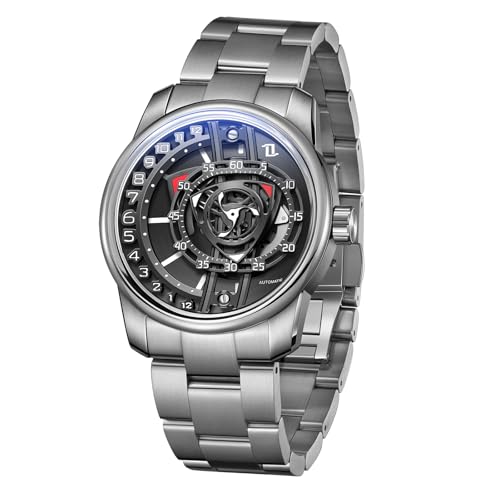 OBLVLO Luxuriöse Marke Rotor Concept Edelstahl Wasserdicht Automatikuhr Designer geschmiedet Carbon Super Leuchtende Mechanische Klassische Uhren für Herren JM-Rotor, JM-ROTOR-YBBY, modisch von OBLVLO