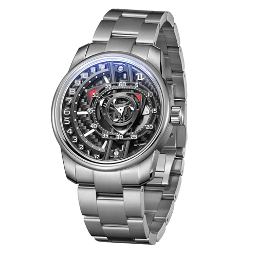 OBLVLO Luxuriöse Marke Rotor Concept Edelstahl Wasserdicht Automatikuhr Designer geschmiedet Carbon Super Leuchtende Mechanische Klassische Uhren für Herren JM-Rotor, JM-ROTOR-YCBY, modisch von OBLVLO