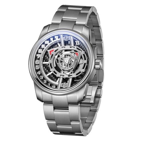 OBLVLO Luxuriöse Marke Rotor Concept Edelstahl Wasserdicht Automatikuhr Designer geschmiedet Carbon Super Leuchtende Mechanische Klassische Uhren für Herren JM-Rotor, JM-ROTOR-YWBY, modisch von OBLVLO