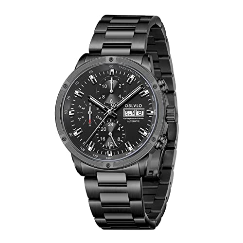 OBLVLO Luxury Brand Watch for Men Automatic Mechanical Watch Steel Date Mens Waterproof Casual Watch CM2 (CM2-BBB) von OBLVLO