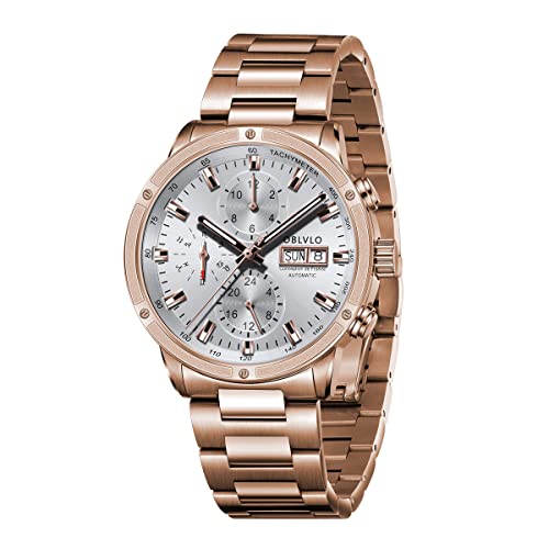 OBLVLO Luxury Brand Watch for Men Automatic Mechanical Watch Steel Date Mens Waterproof Casual Watch CM2 (CM2-PWP) von OBLVLO