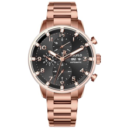 OBLVLO Luxus Herren Multifunktionsuhr Automatisch Leuchtend 316L Edelstahl Mechanisch Wasserdicht Mode Armbanduhr IM-MUT, IM-MUT-PBP, Mechanisch von OBLVLO