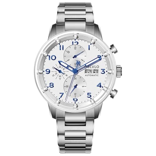 OBLVLO Luxus Herren Multifunktionsuhr Automatisch Leuchtend 316L Edelstahl Mechanisch Wasserdicht Mode Armbanduhr IM-MUT, IM-MUT-YWY, Mechanisch von OBLVLO