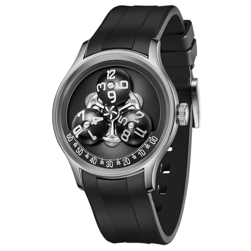 OBLVLO Original Trisome Mechanische Automatik-Herrenuhr Designer Planet Sub-Zifferblatt Super Leuchtend Gummi Wasserdicht Armbanduhr BLM-TRISOME, BLM-trisome-ybbr, Militär von OBLVLO