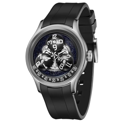 OBLVLO Original Trisome Mechanische Automatik-Herrenuhr Designer Planet Sub-Zifferblatt Super Leuchtend Gummi Wasserdicht Armbanduhr BLM-TRISOME, BLM-trisome-ysbr, Militär von OBLVLO