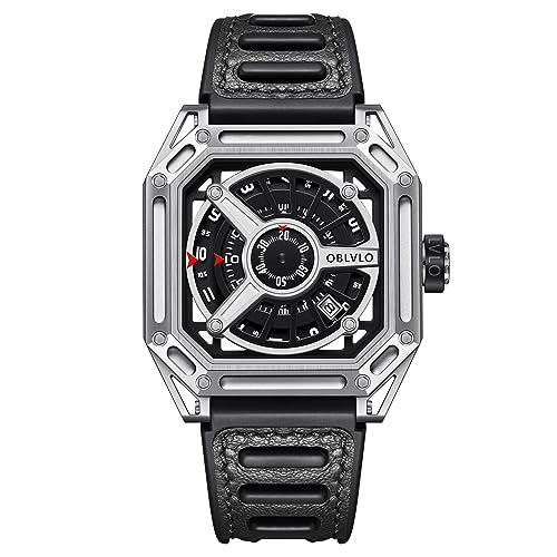 OBLVLO Top Marke Platz Sport Uhr für Männer Luxus Mechanische Automatische Leucht wasserdichte Hohl-Out Armbanduhr AK-E (AK-E-YBBL) von OBLVLO