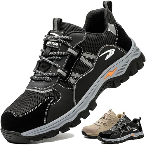 OBQcare Arbeitsschuhe Herren Leicht Sicherheitsschuhe Stahlkappenschuhe Herren Sicherheitsschuhe S1 Schwarz rutschfest 41EU von OBQcare