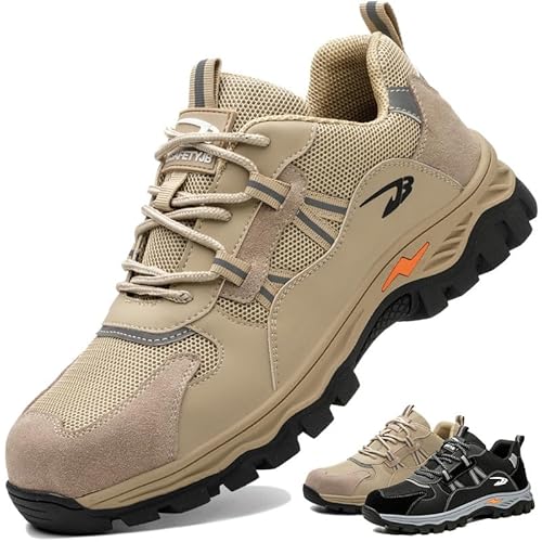 OBQcare Sicherheitsschuhe Herren Leicht Arbeitsschuhe Stahlkappenschuhe Damen S1 Arbeitsschuhe Khaki Work Shoe 42EU von OBQcare